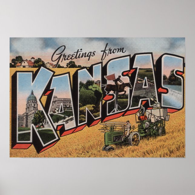 Póster Kansas (Cena de Trator & Hay Bailer) (Frente)