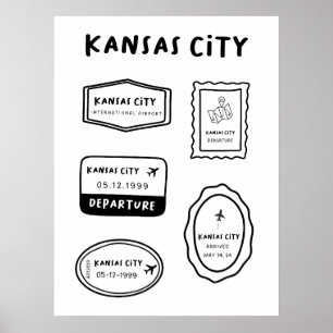 Poster Kansas City - Coleção de Carimbos de Viagem Mini