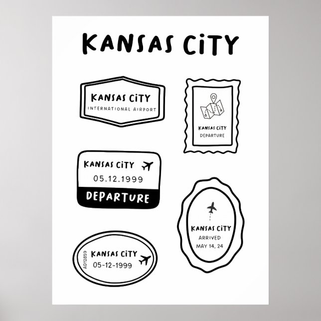 Poster Kansas City - Coleção de Carimbos de Viagem | Mini (Frente)