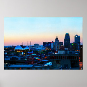 Póster Kansas City do centro no por do sol