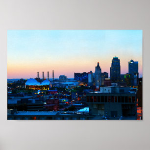 Póster Kansas City do centro no por do sol