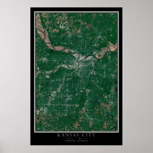 Póster Kansas City Kansas - Missouri from Space Satellite