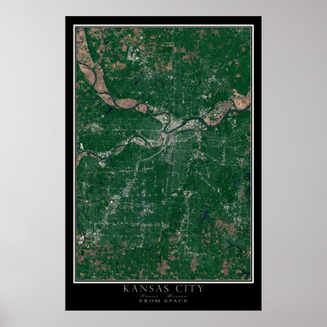 Póster Kansas City Kansas - Missouri from Space Satellite (Frente)