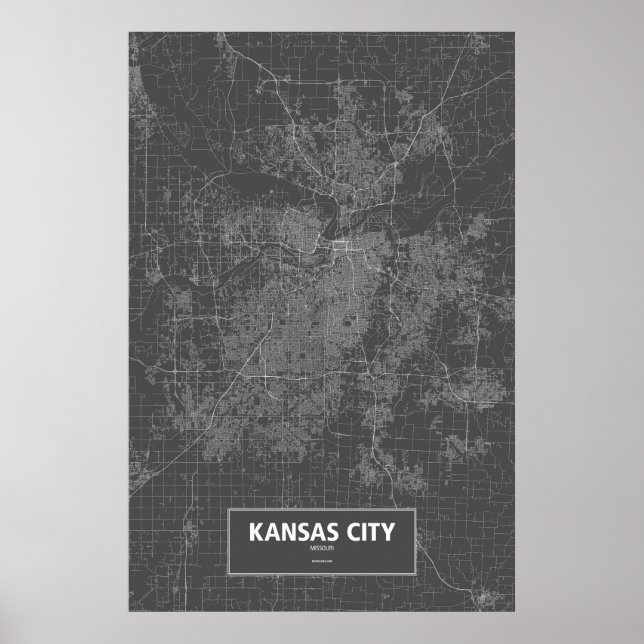 Póster Kansas City, Missouri (branco a preto) (Frente)