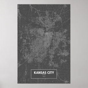 Póster Kansas City, Missouri (branco no preto)