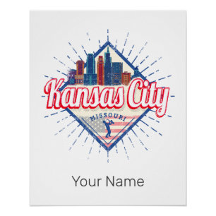 Póster Kansas City Missouri Estados Unidos Skyline Vintag
