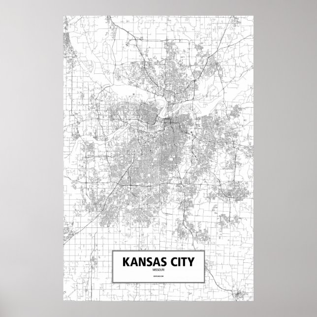 Poster Kansas City, Missouri (preto em branco) (Frente)