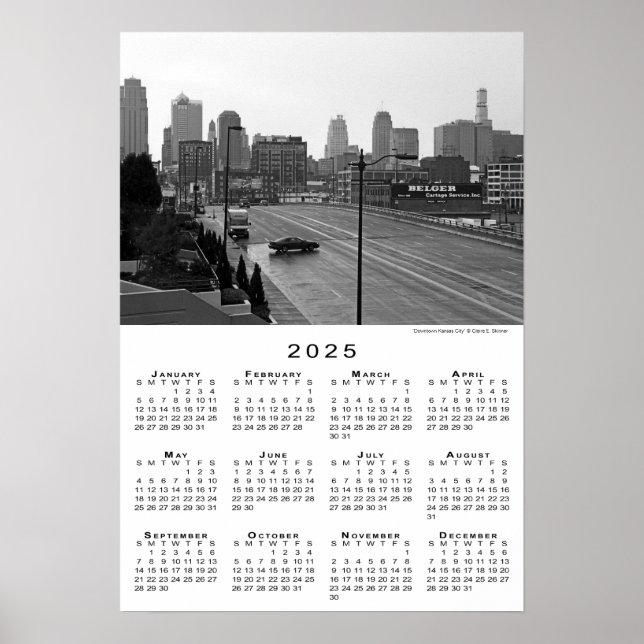 Poster Kansas City, Missouri Skyline 2025 Calendar (Frente)