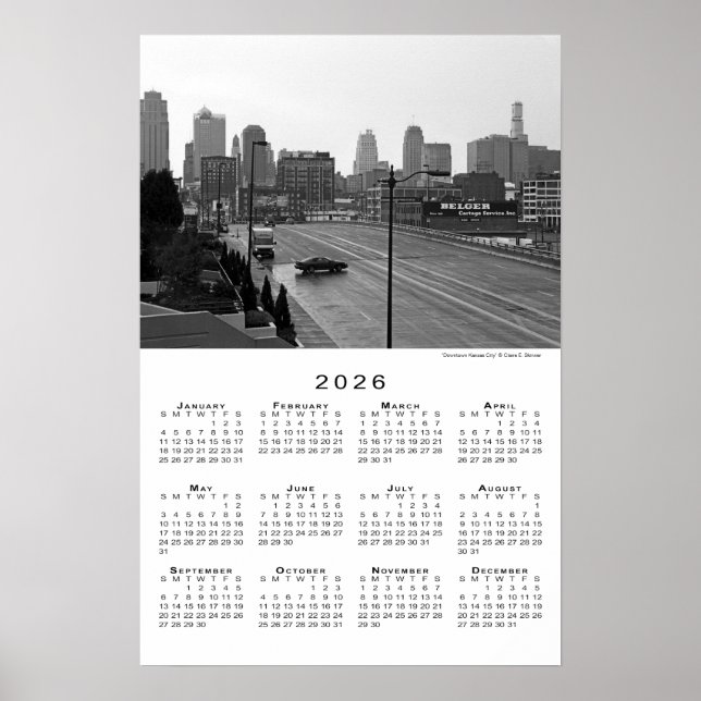Poster Kansas City, Missouri Skyline 2026 Calendar (Frente)