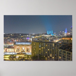 Poster Kansas City, Missouri, Skyline at Night