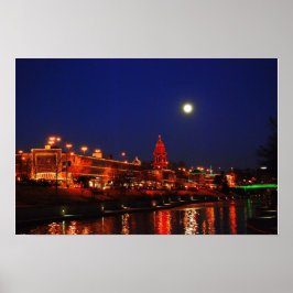 Póster Kansas City Plaza Luzes De Natal Em Lua Cheia