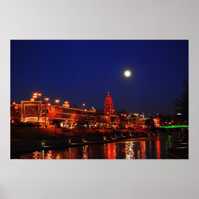 Póster Kansas City Plaza Luzes De Natal Em Lua Cheia (Frente)