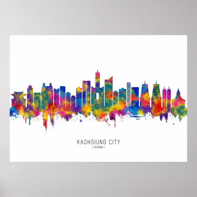 Poster Kaohsiung City Taiwan Skyline (Frente)