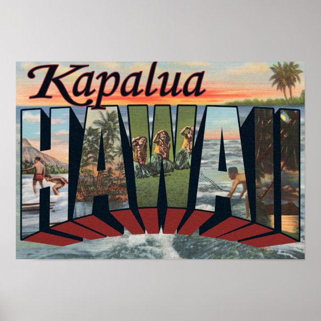 Poster Kapalua, Havaí - Cenas com Letras Grandes (Frente)