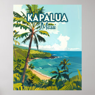 Poster Kapalua Maui Hawaii Bay Beach Vacer Retro
