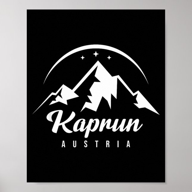 Poster Kaprun Áustria resort de esqui esquiando snowboard (Frente)