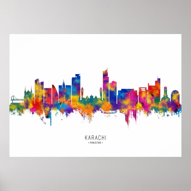 Poster Karachi Skyline Paquistão (Frente)