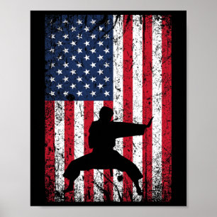 Poster Karate American Flag 4 De Julho Artes Marciais Par
