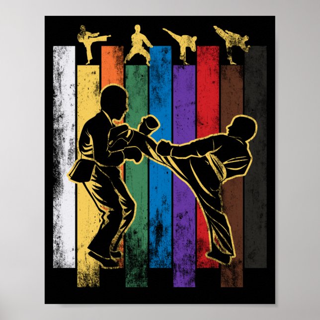 Poster Karate Belt Silhouette Martial Arts Sport (Frente)