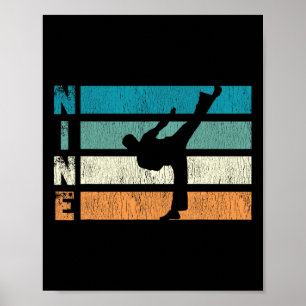 Poster Karate Birthday, 9 anos Ano Taekwondo Boy 9º Nasci