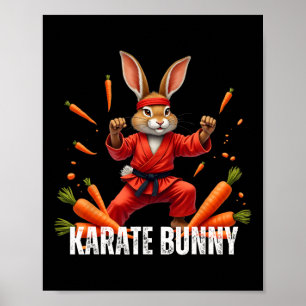 Poster Karate Bunny Engraçado Combatendo Artscar Rabbitma