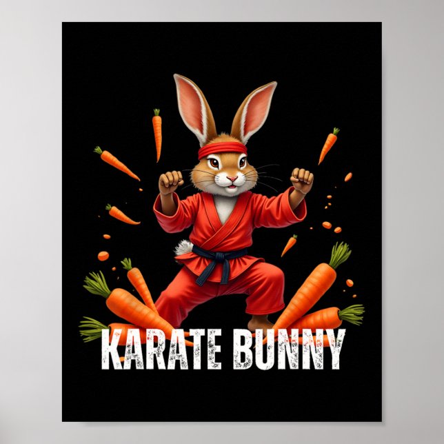 Poster Karate Bunny Engraçado Combatendo Artscar Rabbitma (Frente)