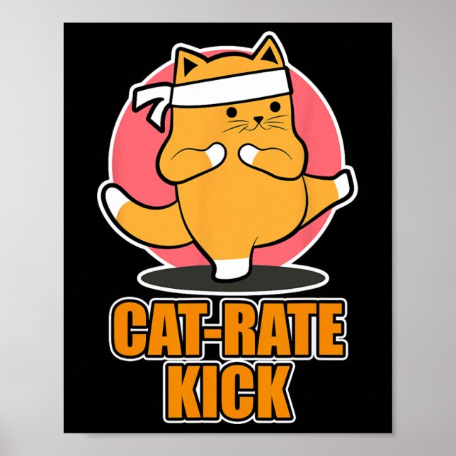 Poster Karate Cat Design Para Ventiladores Desportivos -  (Frente)