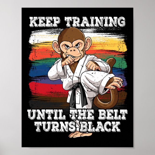 Poster Karate Continue Treinando Até O Cinturão Ficar Pre (Frente)