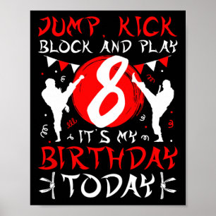 Poster Karate de 8 anos, Festa de aniversário, Karate Bir
