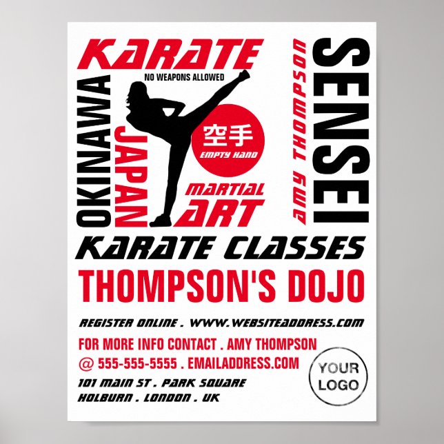 Poster Karate Design, publicidade de classe Karate (Frente)
