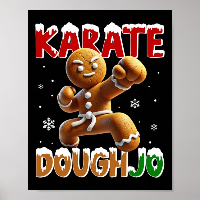 Poster Karate Doughjo Funny Martial Arts Punch Gingerbrea (Frente)