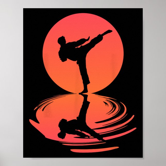Poster Karate E Kung Fu Silhouette Shotokan Gift Martia (Frente)