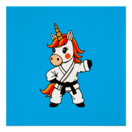 Póster Karate et unicorn .Fantastique art martial