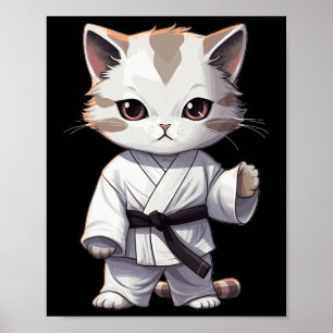 Poster Karate Gatinho Fofo Artes Marciais Gata Para Amor