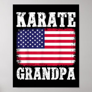 Poster Karate Grandpa Patriótico dos Estados Unidos Bande