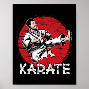 Poster Karate Grunge Design Homem Fazendo Chuva De Salto