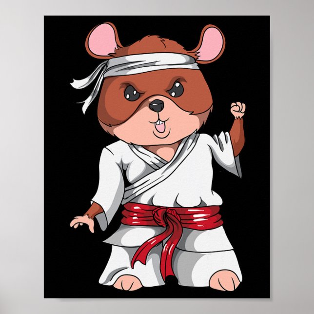 Poster Karate Hamster Kickboxing Arte Marcial Jiu Jitsu F (Frente)