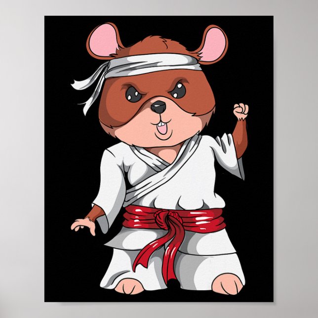 Poster Karate Hamster Kickboxing Arte Marcial Jiu Jitsu F (Frente)