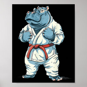 Poster Karate Hippo Animal MMA Taekwondo Artes Marciais