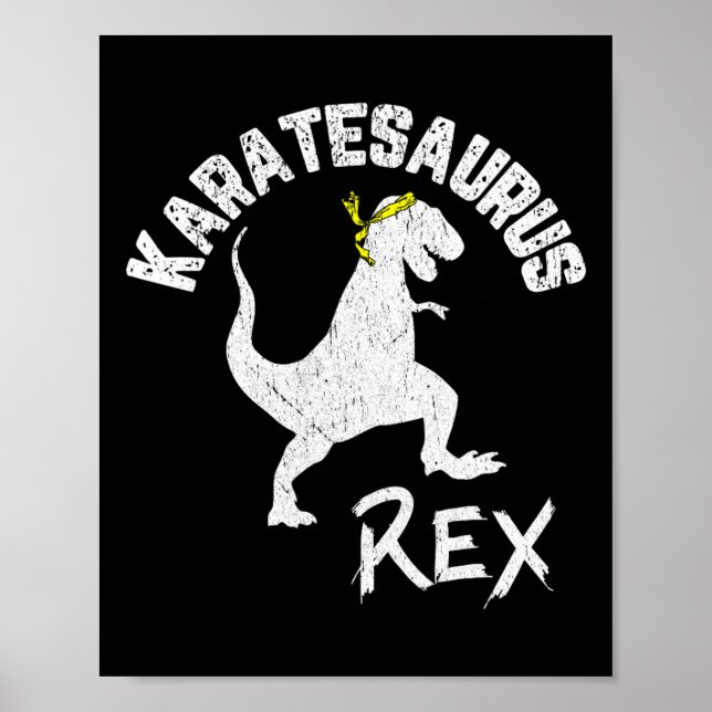 Poster Karate Karatesaurus Rex Dinossaur Engraçado Arte M (Frente)