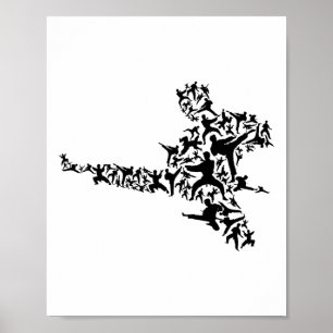 Poster Karate Martial Arts Voando Kick Boxboxer T