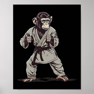 Poster Karate Monkey Kickboxing Judo Jiu-jitsu Mma Martia