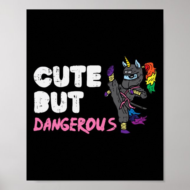Poster Karate Ninja Unicorn Cute Dangerous Martial Arts G (Frente)
