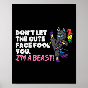 Poster Karate Ninja Unicorn Cute Face Beast Taekwondo Wom