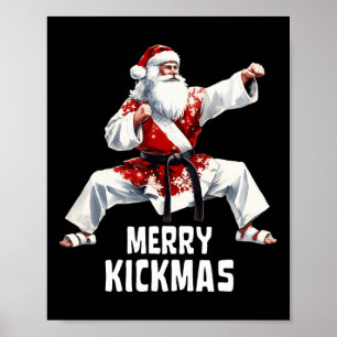 Poster Karate Santa Claus Feliz de Natal Kickmas Martial