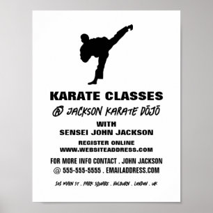 Poster Karate Silhouette, Anúncio de classe Karate