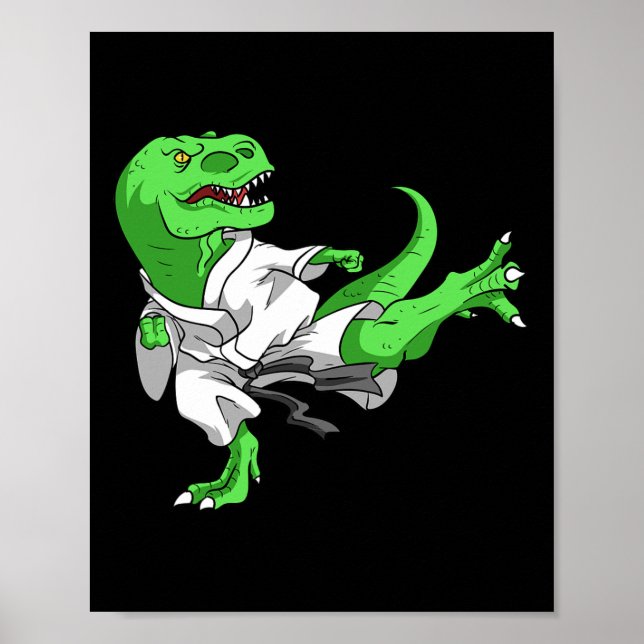 Poster Karate T-rex Dino Aluno Professor Dinossauro Karat (Frente)