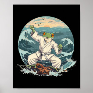 Poster Karate Toad Taekwondo Praia Pôr do Sol Artes Marci
