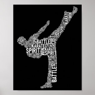 Poster Karate Typografia - Treinador em Artes Marciais Co