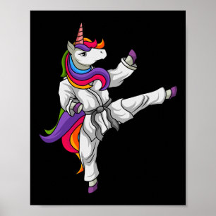 Poster Karate Unicorn Black Belt Japonês Arts Lo